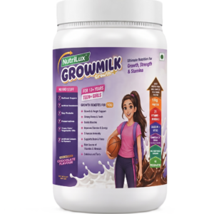 NutriLux Grow Milk Growth+ Protein Powder for Teen Girls (13+), Height Growth, Immunity & Bone Strength | Chocolate Flavour
