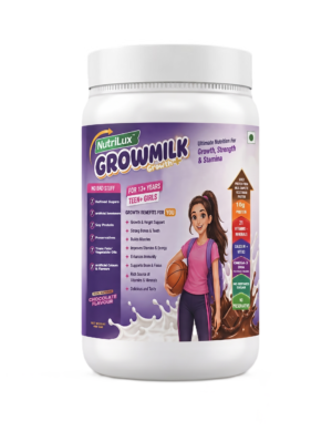 NutriLux Grow Milk Growth+ Protein Powder for Teen Girls (13+), Height Growth, Immunity & Bone Strength | Chocolate Flavour